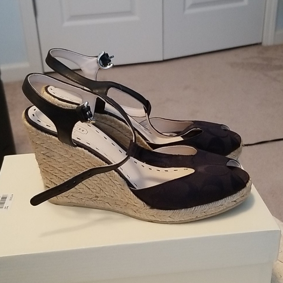 Coach black monogram Wedge Espadrilles - Picture 3 of 6